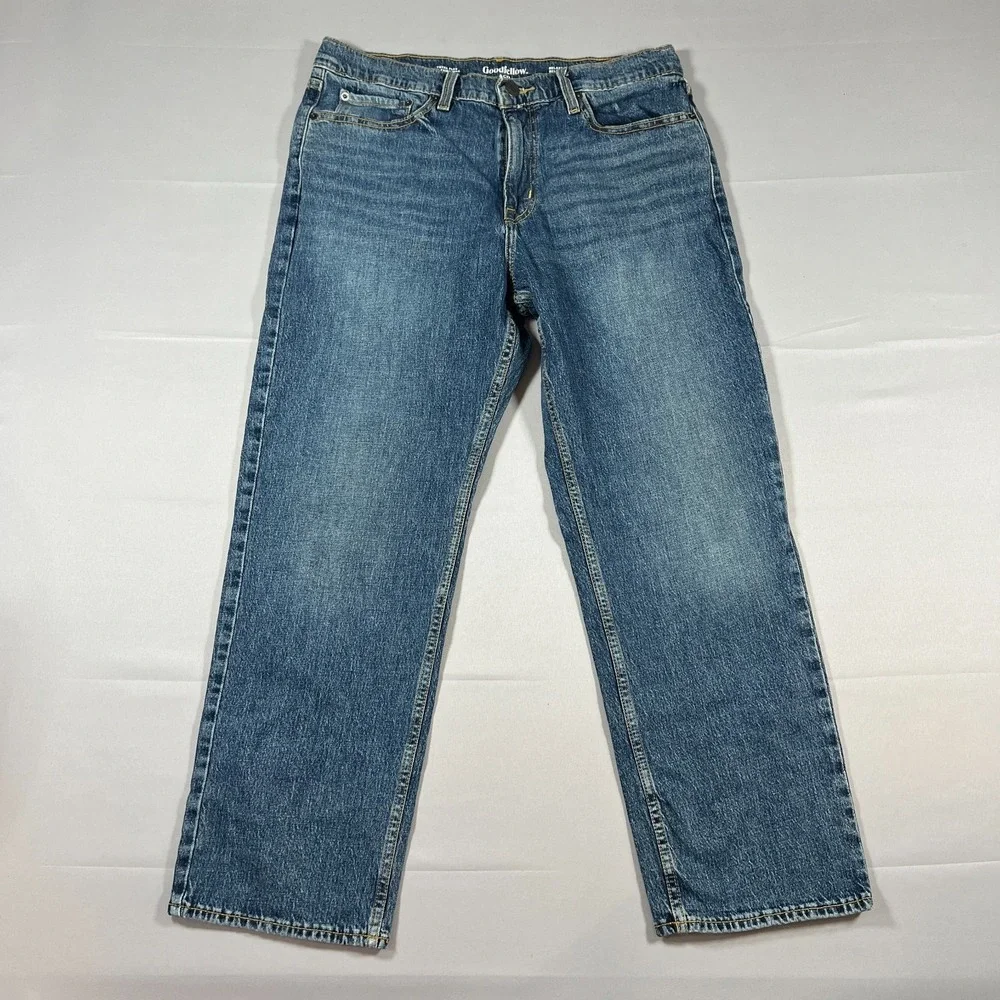 Goodfellow & Co Straight Leg Jeans Mens 36X30 Blue Denim Total Flex Relaxed Fit